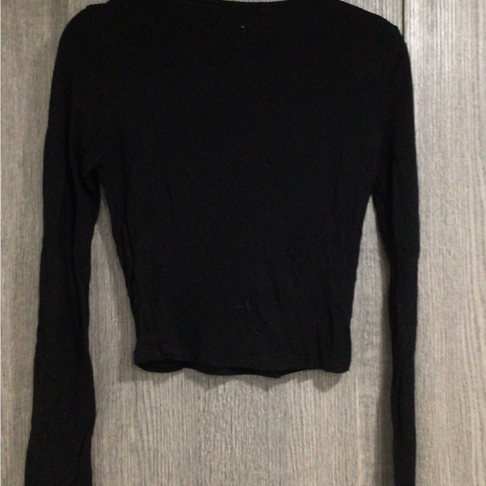 Active Basic Black V-Neck Long Sleeve Tee - image 4